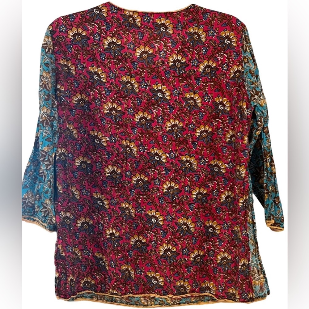 Awsome Boho Style Print With Embroidery Blouse 42” Chest , 36” Shoulder - Picture 2 of 3